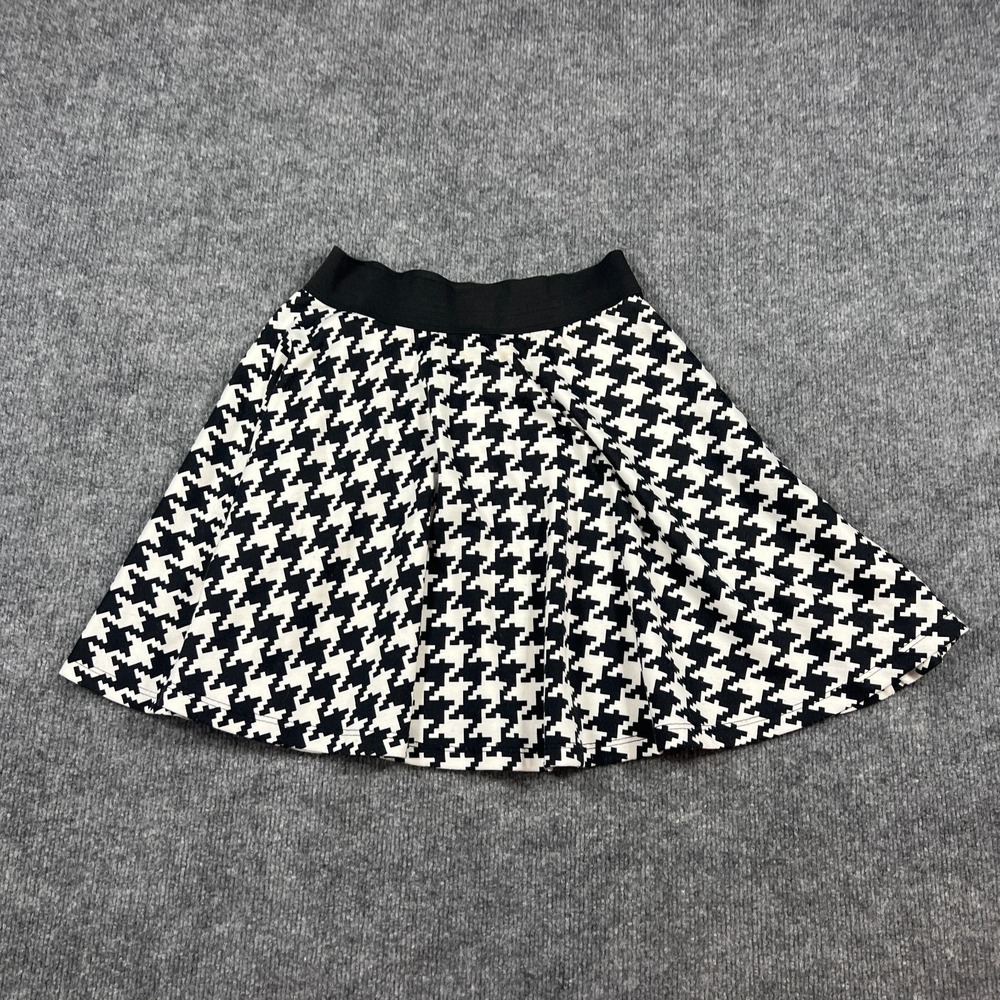 Copper Key Mini Skirt Womens Small White Black Houndstooth Elastic Waistband